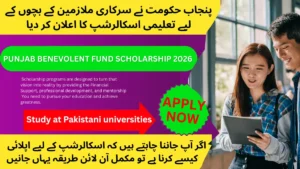 Punjab Benevolent Fund Scholarship 2026 announced for children of government employees in Pakistan