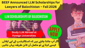 BEEF LLM Scholarships for Lawyers of Balochistan Fall 2026 study abroad program banner
