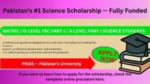 HEC Talent Hunt Program 2026 infographic showing eligibility for Matric FSc students benefits including Rs.35000 monthly scholarship and direct PIEAS IST admission without entry test