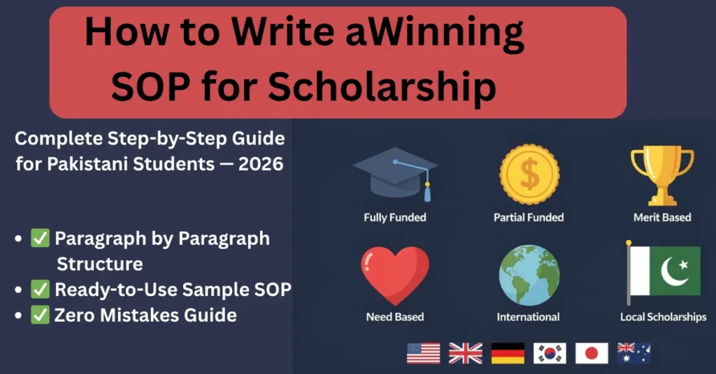 A Pakistani student writing a Statement of Purpose SOP for scholarship application in 2026