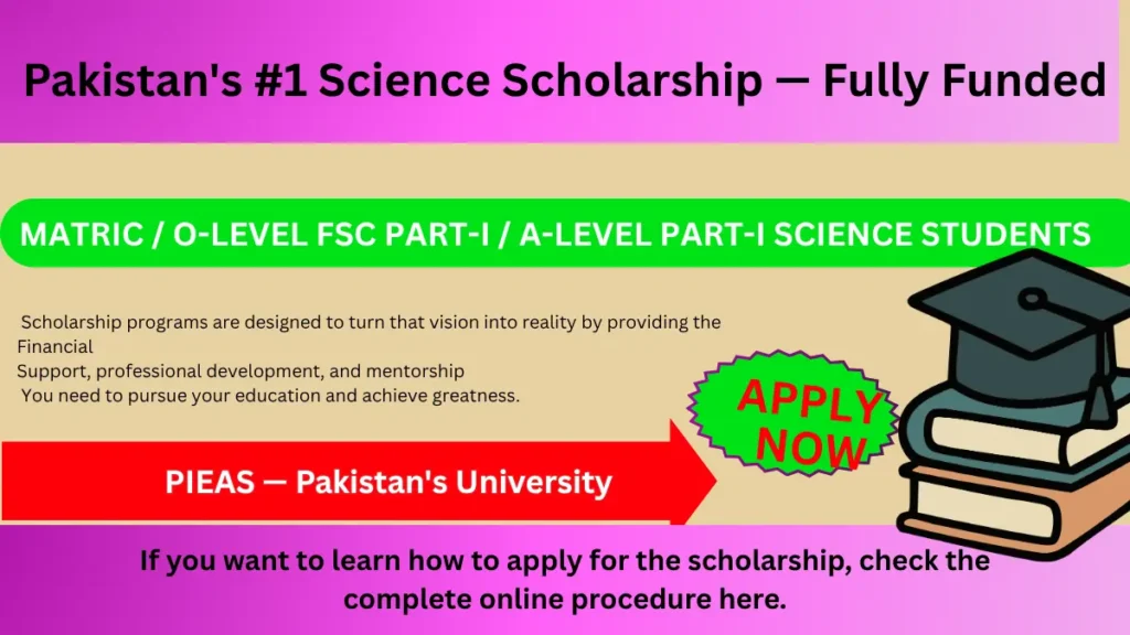 HEC Talent Hunt Program 2026 infographic showing eligibility for Matric FSc students benefits including Rs.35000 monthly scholarship and direct PIEAS IST admission without entry test